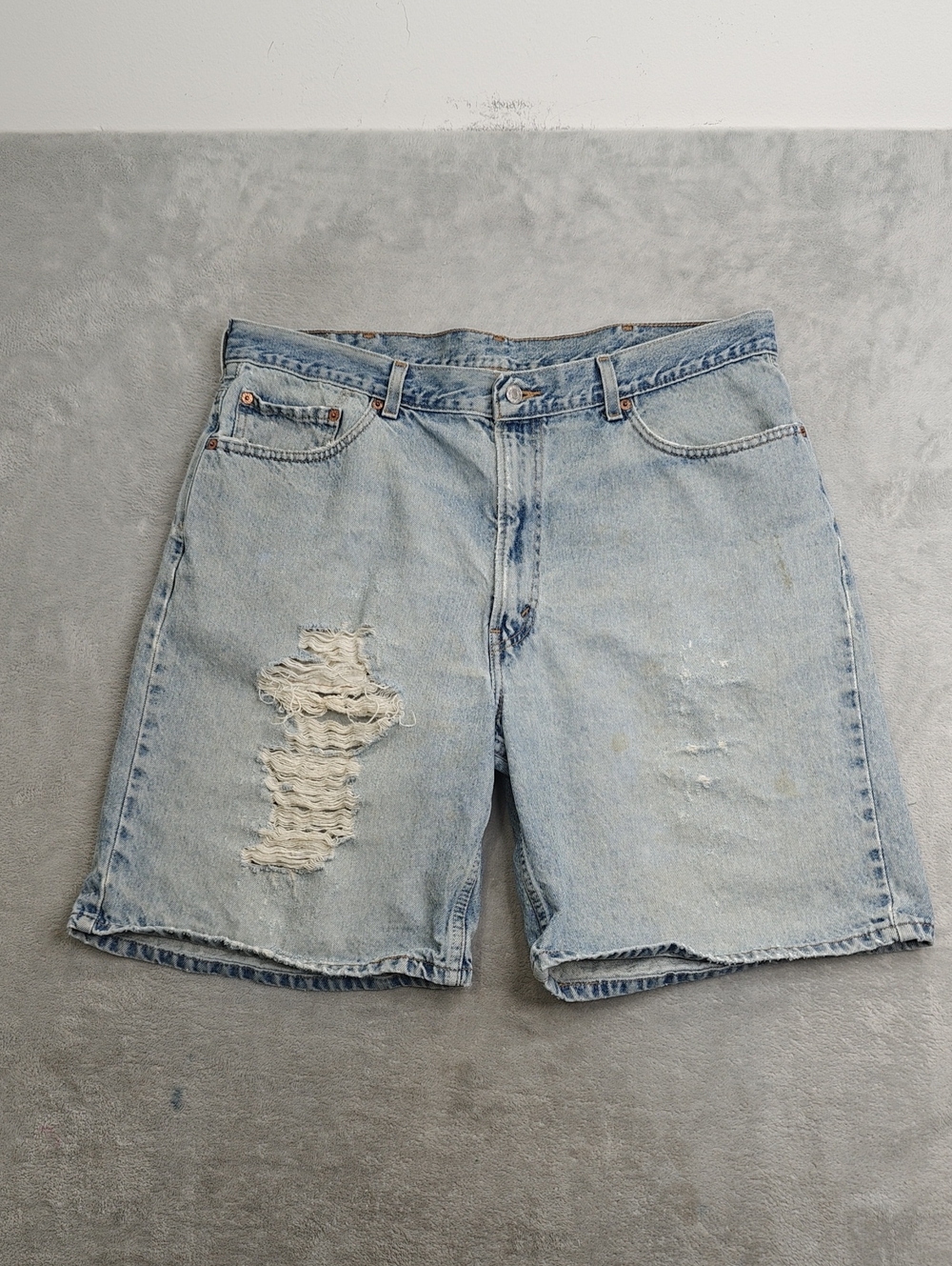 Levi's Light Blue Distressed Denim Shorts